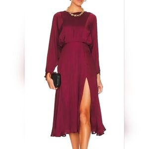 Elegant ASTR Burgundy Long Sleeve Dress